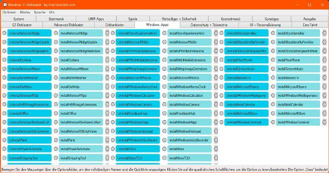 تعمل أداة Debloater لنظام التشغيل Windows 11 على تحسين نظام Betriebssystem. Daher sollten Sie besonders vorsichtig sein.