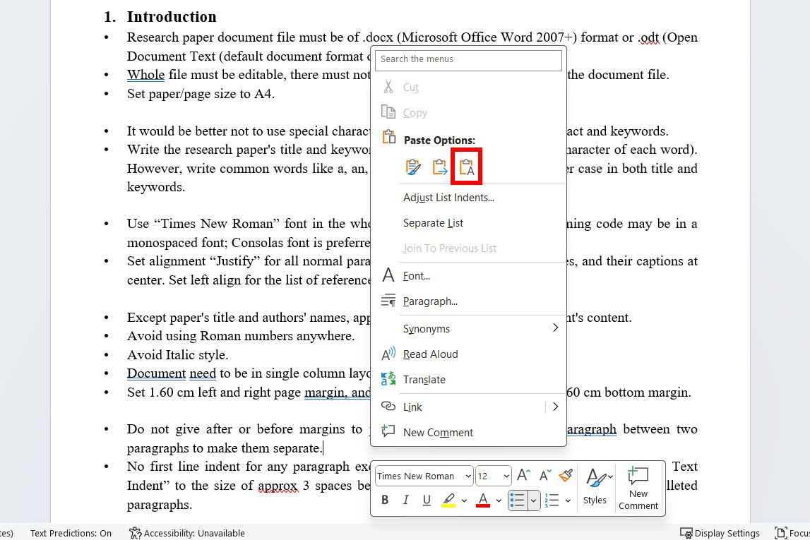 ميزة ميزة Microsoft Word بدون تنسيق لقطة شاشة