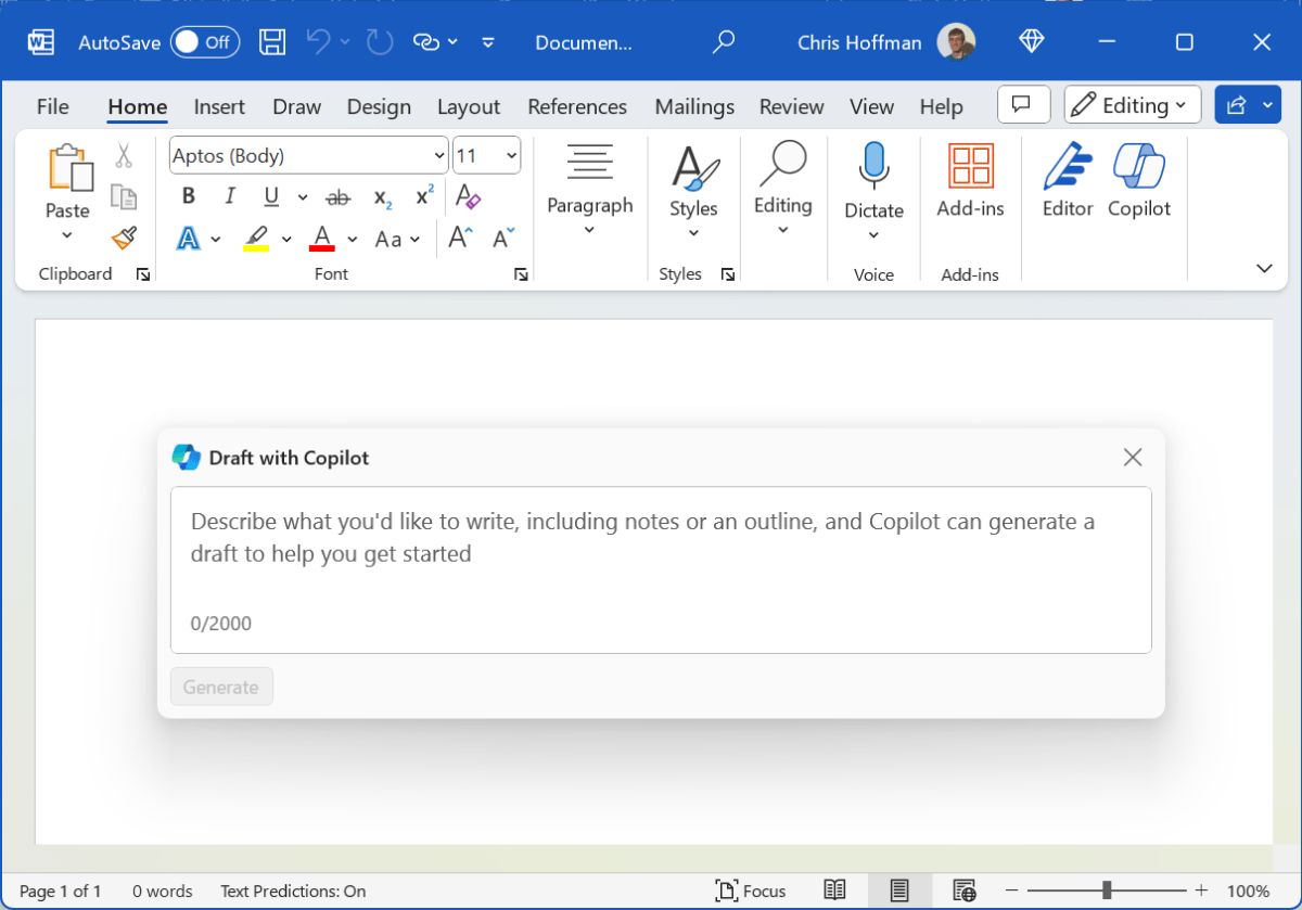 موجه Copilot في Microsoft Word