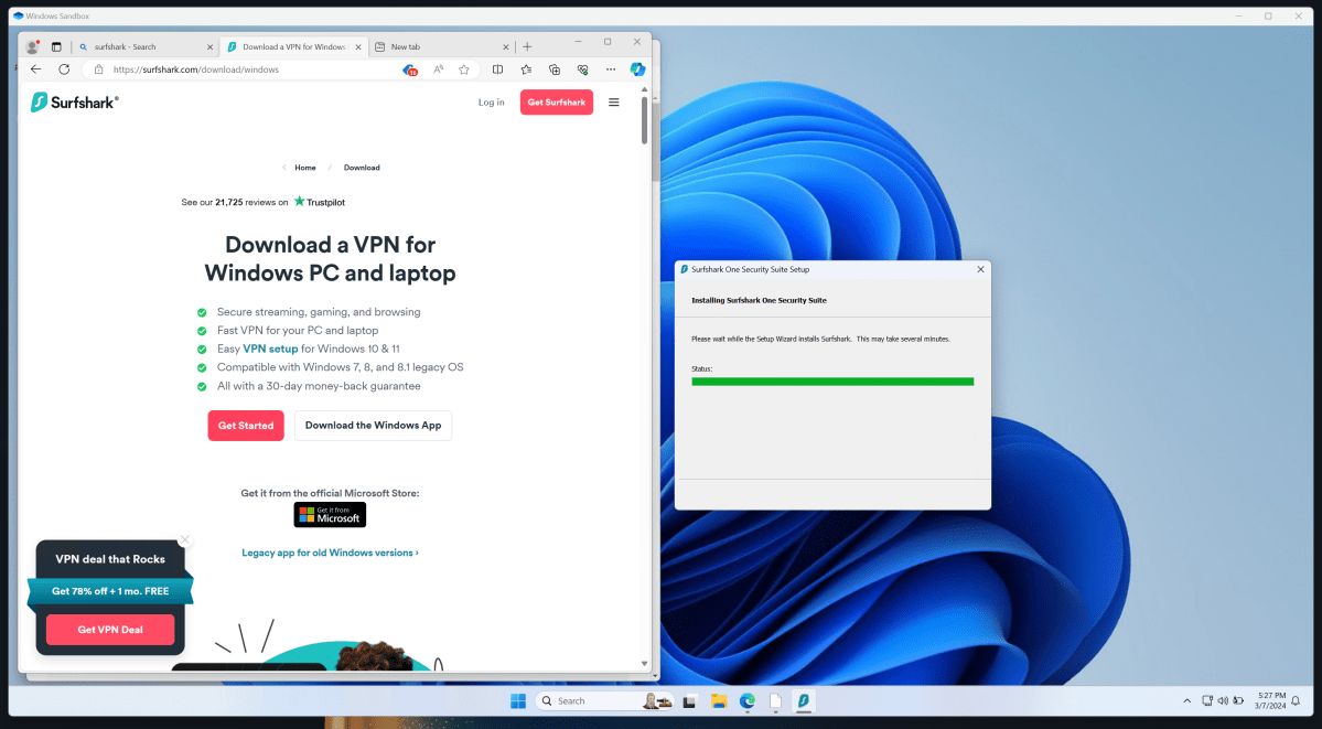 Windows Sandbox Surfshark VPN config pc pc