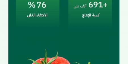 "البيئة": إنتاج محلي متنامٍ من الطماطم يفوق (691) ألف طن بنسبة اكتفاء ذاتي تجاوزت (76%) - غاية التعليمية