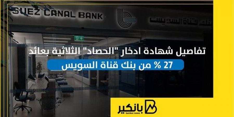 تفاصيل
      شهادة
      ادخار
      "الحصاد"
      الثلاثية
      بعائد
      27%
      من
      بنك
      قناة
      السويس
      |
      إنفوجراف - غاية التعليمية