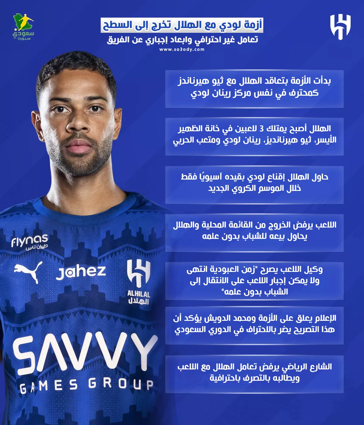تطورات أزمة لودي والهلال.. استبعاد إجباري وردود أفعال حول السلوك في 2025