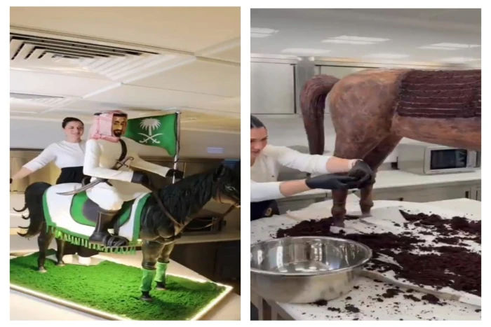 مشهد مبهر بجدة.. صانعة حلوى تبدع في تشكيل كيكة عملاقة بهيئة حصان سعودي بمناسبة اليوم الوطني 95 لعام 2025