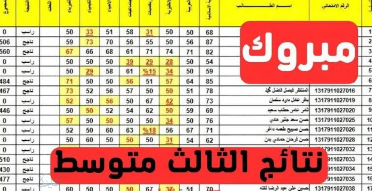 النتائج طلعت.. رابط نتائج الثالث متوسط 2025 الدور الثالث بالعراق وطريقة الاستعلام الصحيحة هنا