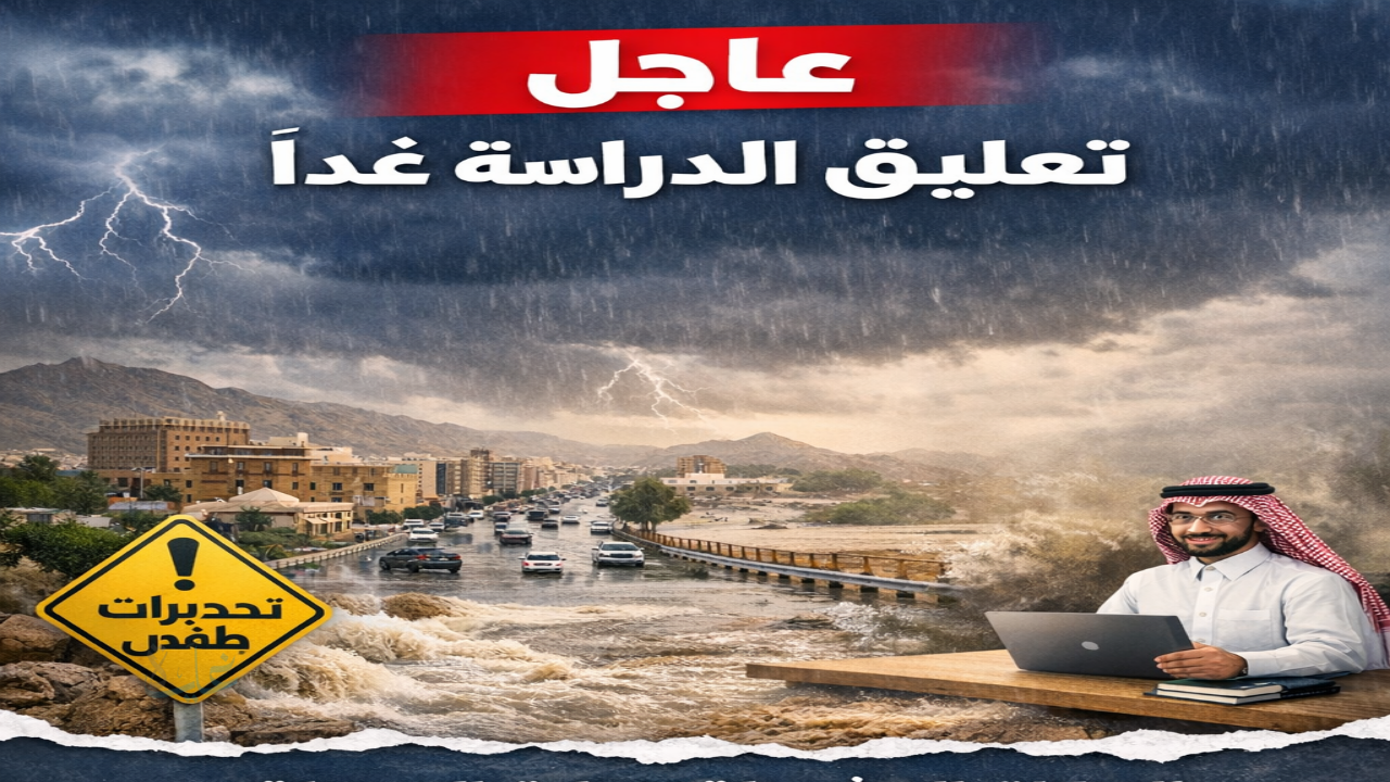 عاجل .. تعليق الدراسة غداً وتحويلها عن بعد عبر منصة مدرستي في السعودية بهذه المناطق