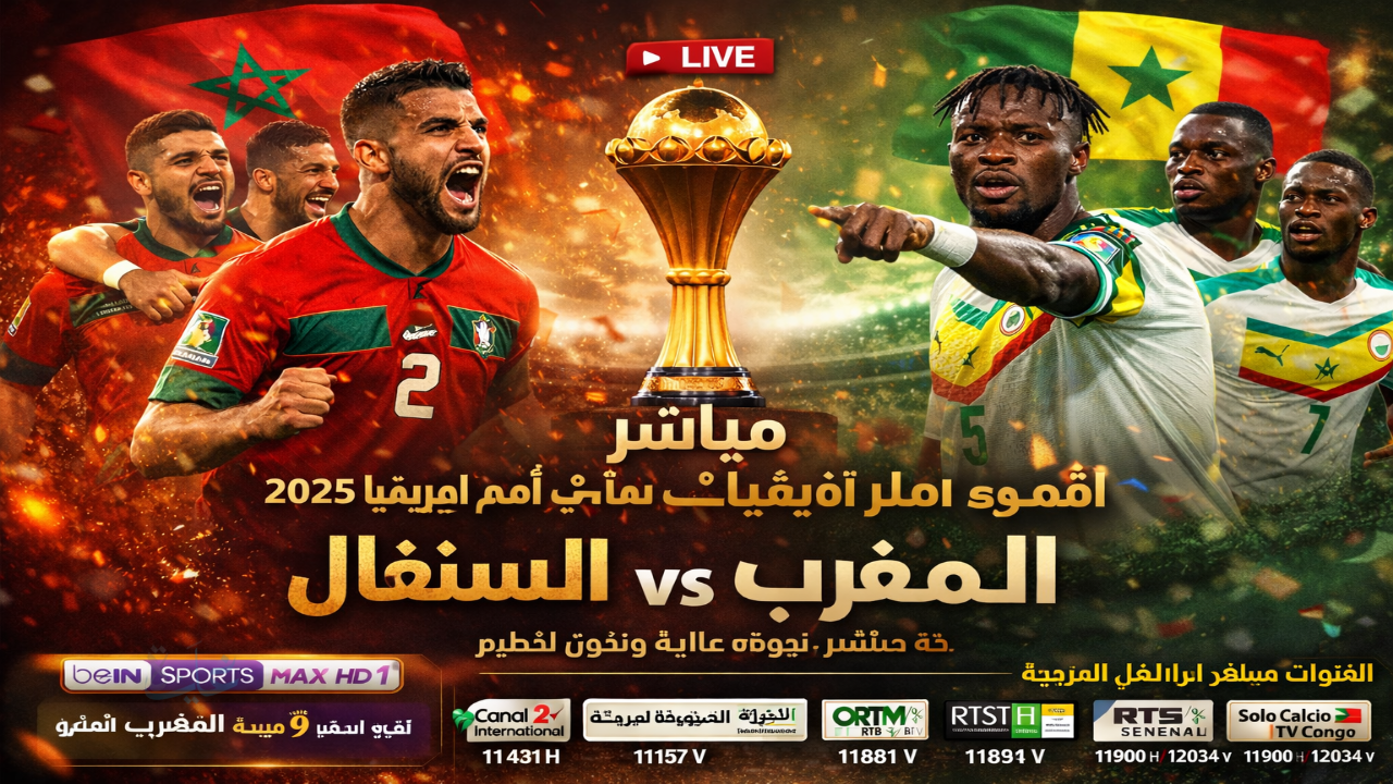 مباراة المغرب والسنغال .. القنوات المجانية المفتوحة الناقلة والترددات