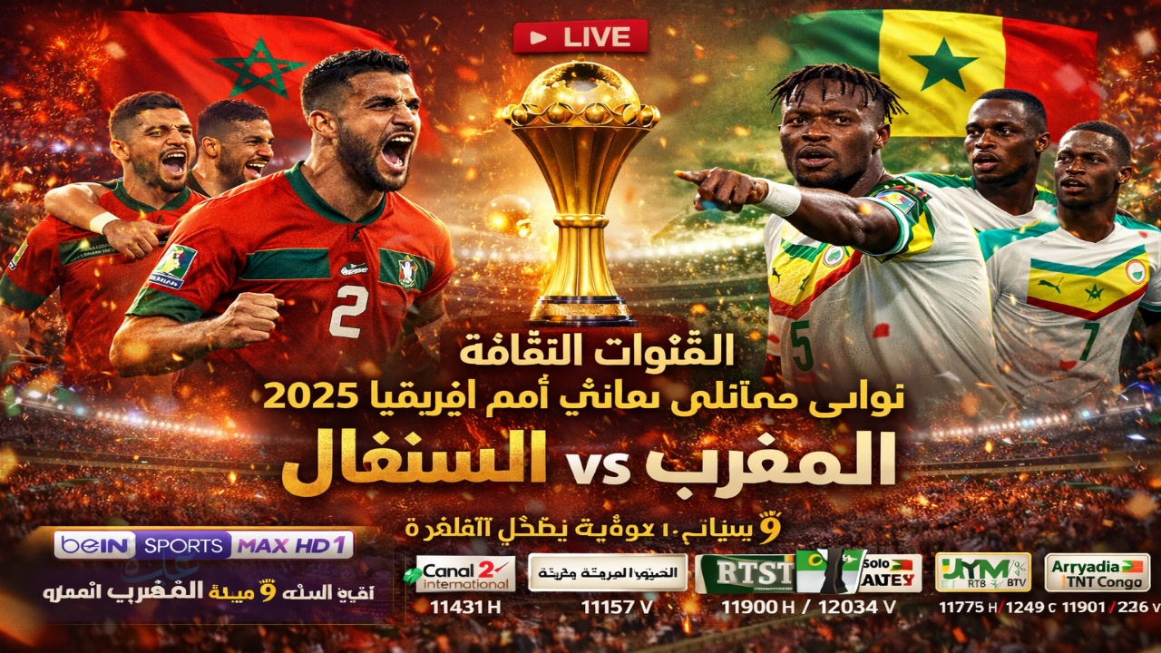 بجودة HD .. القنوات الناقلة المجانية لمباراة المغرب ضد السنغال Morocco vs Senegal نهائي كأس الأمم الإفريقية 2025