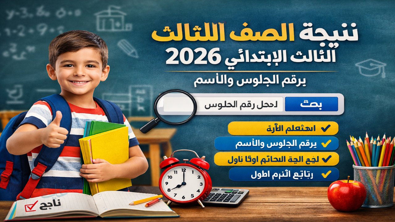 هنا .. رابط نتيجة الصف الثالث الابتدائي برقم الجلوس والاسم 2026 الترم الأول