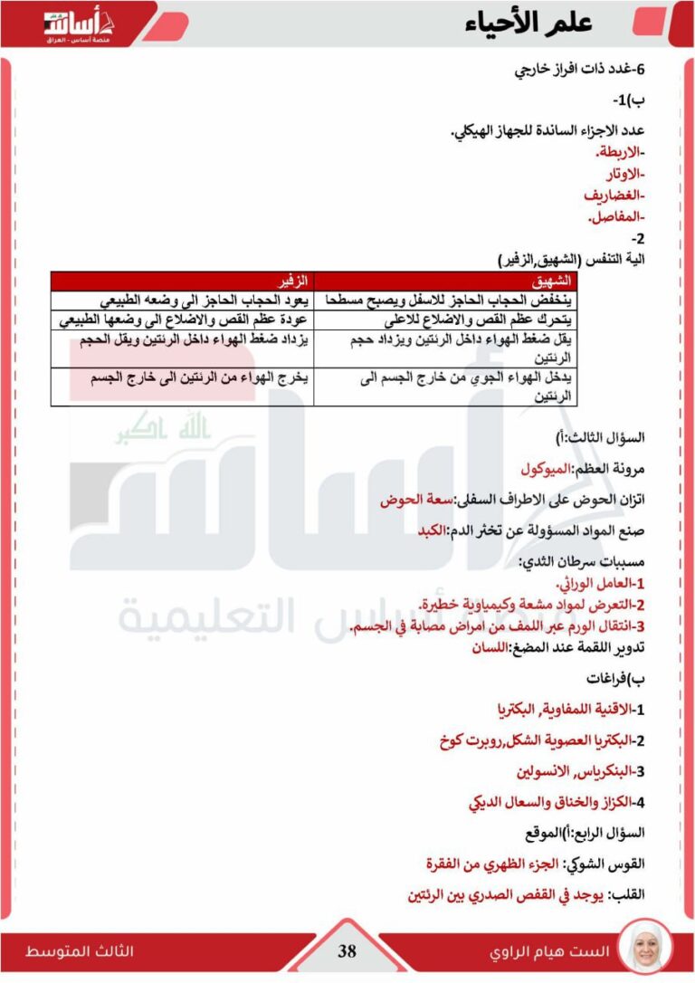 اعرف هسه.. اسئلة الاحياء الثالث متوسط تمهيدي 2026 والإجابة وأهم التفاصيل الهامة