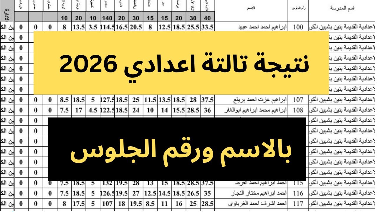 بالاسم ورقم الجلوس.. رابط نتيجة الشهادة الإعدادية الترم الاول محافظة المنوفية 2026 