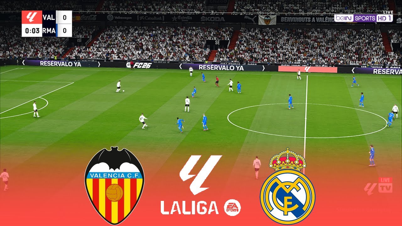 ديربي Real Madrid and Valencia.. مباراة ريال مدريد ضد فالنسيا الان في الدوري الإسباني 2026