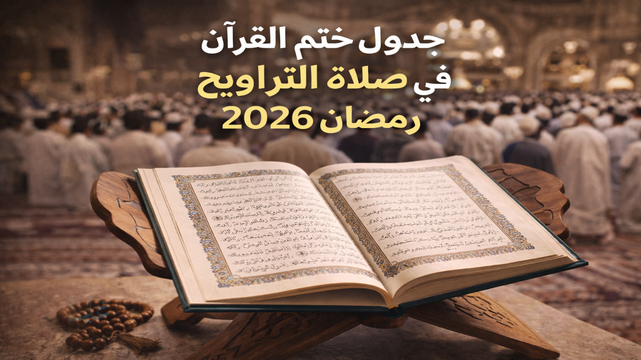 جدول ختم القرآن في صلاة التراويح رمضان 2026 كامل – خطة يومية لختم المصحف في 30 ليلة