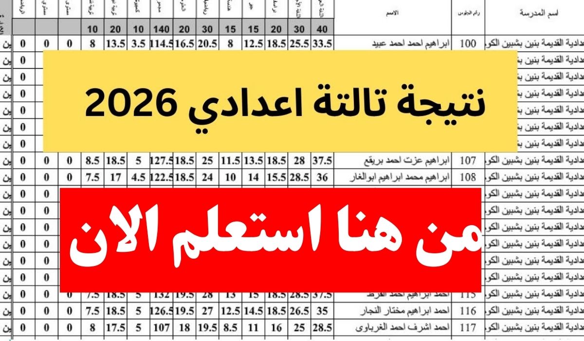 من هنا.. رابط نتيجة الصف الثالث الإعدادي محافظة المنوفية 2026 برقم الجلوس 
