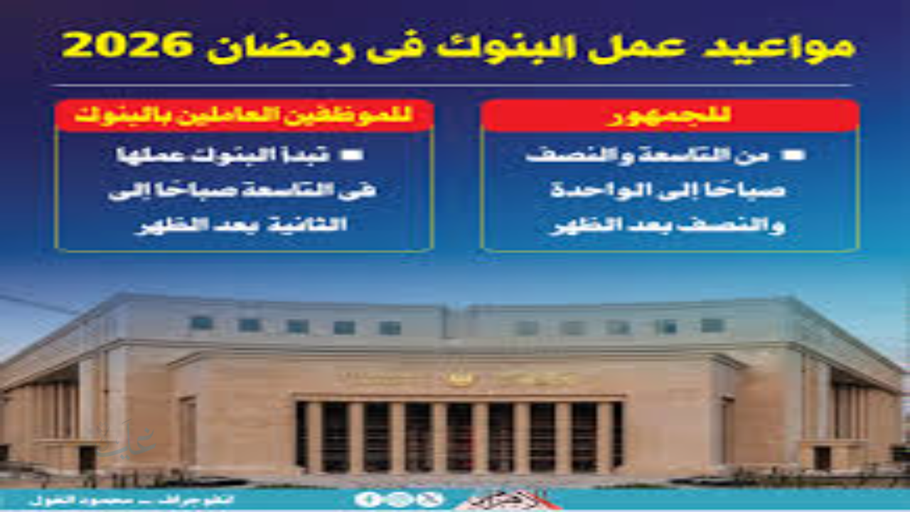 مواعيد عمل البنوك في رمضان 2026 داخل الفروع وفقًا لقرار البنك المركزي المصري