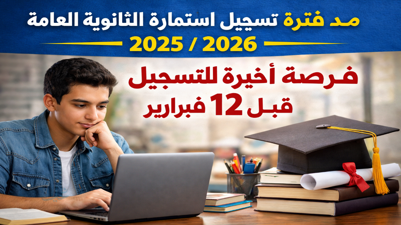 مد فترة تسجيل استمارة الثانوية العامة 2025 / 2026.. فرصة أخيرة للطلاب