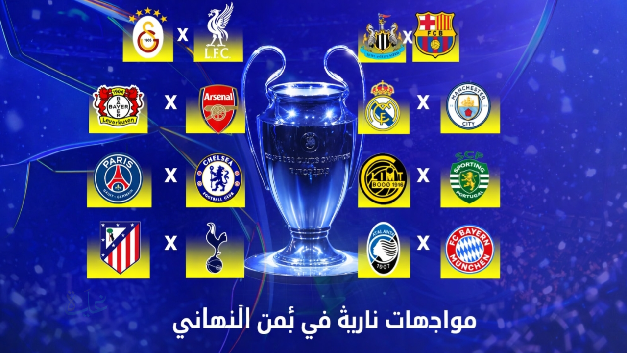 نتائج قرعة دور ال16 بدوري أبطال أوروبا 2026/2025 مواجهات قوية ولقاءات مشتعلة