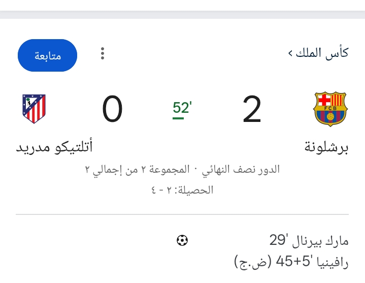 ملخص ونتيجة برشلونة وأتلتيكو مدريد في إياب نصف نهائي كأس ملك إسبانيا 2026
