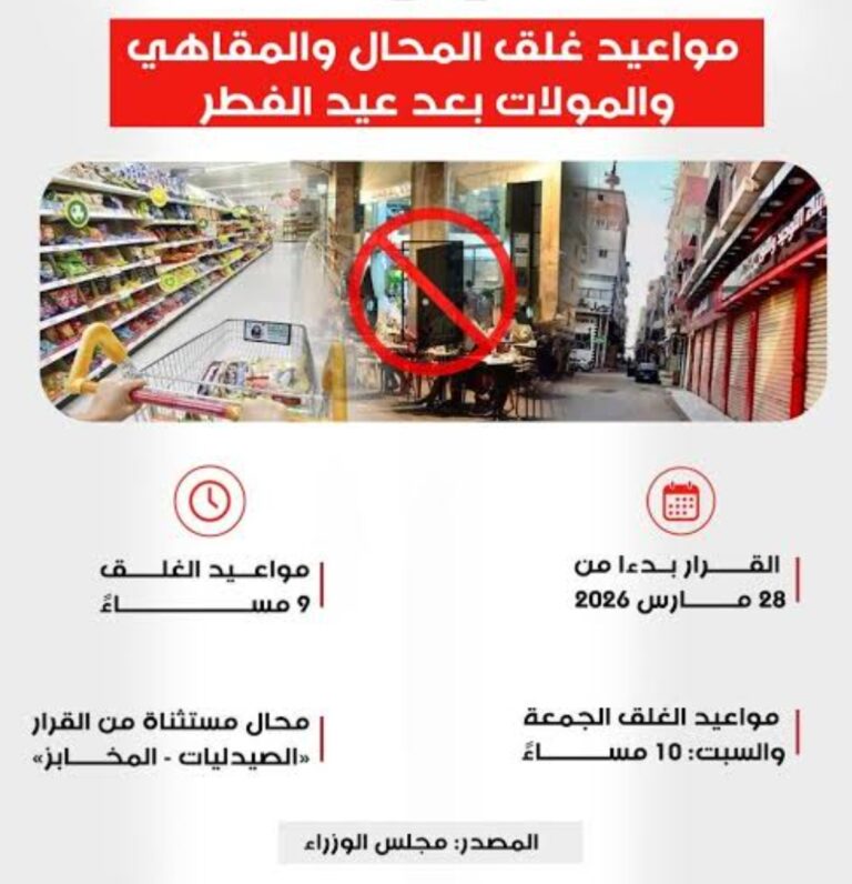 موعد غلق المحلات